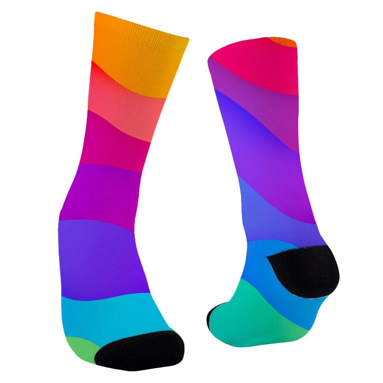 Meias divertidas casual wavy rainbow