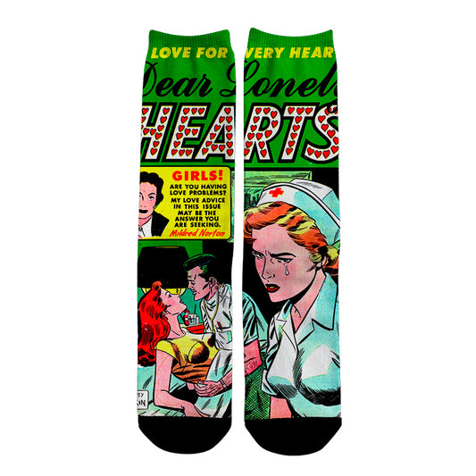 Meias divertidas casual lonely hearts green