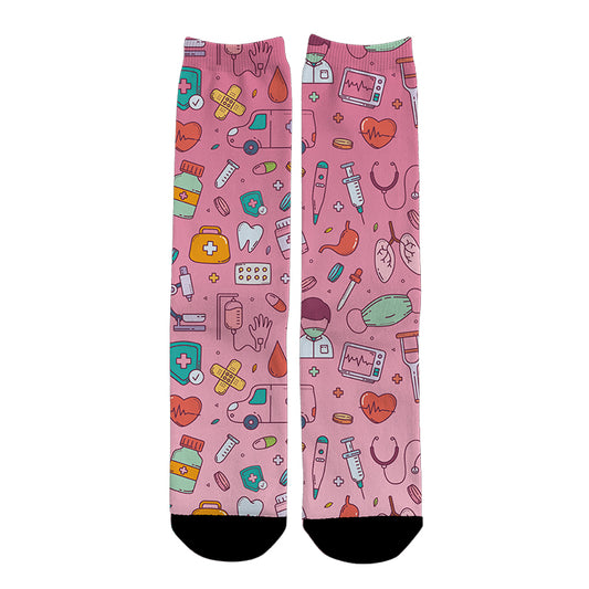 Meias divertidas casual medical pink