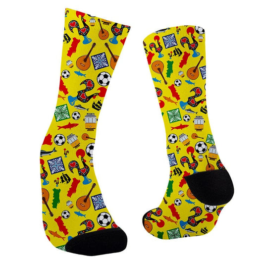 Meias divertidas casual portugal amarelo