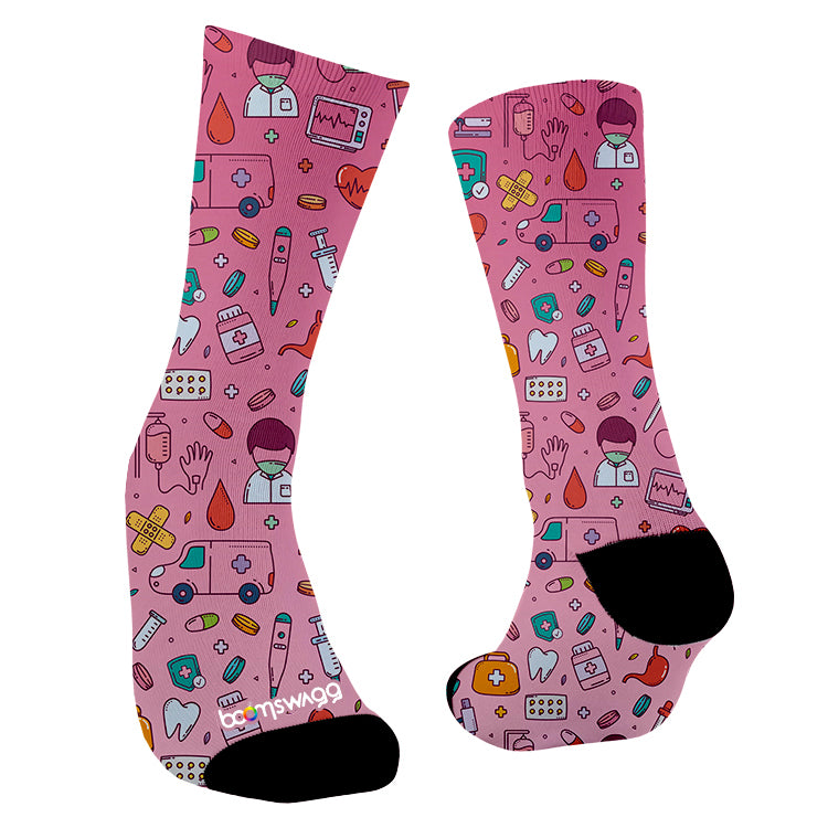 Meias divertidas casual medical pink