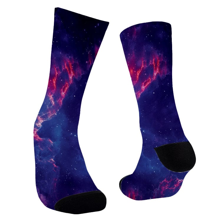 Meias divertidas casual purple galaxy